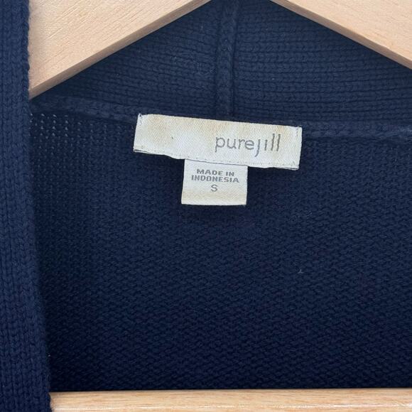 J.Jill Navy Blue Open Front Knit Sweater Cardigan Sz S Cottagecore Minimalist - Picture 3 of 6